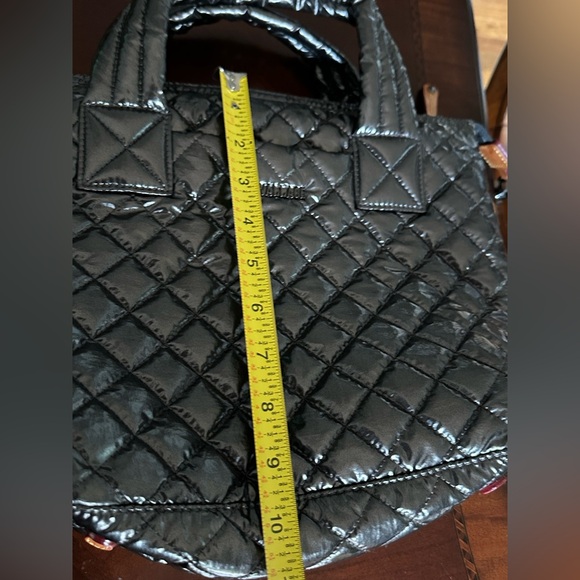 MZ Wallace Sutton Metallic Grey Tote with Crossbody Strap and Matching Pouch EUC - Picture 11 of 16